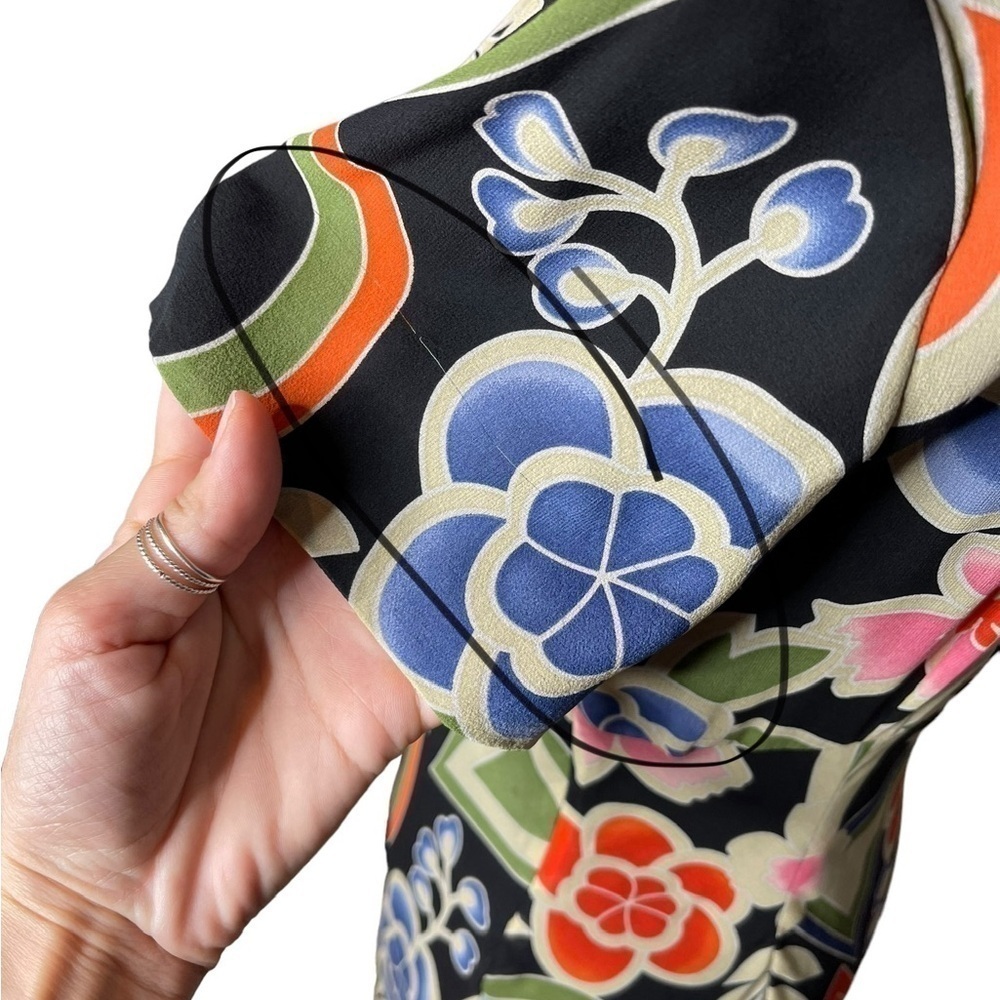 Spencer Jeremy Silk A-line Midi Dress Floral Geometric Print Size 4 - Picture 8 of 9